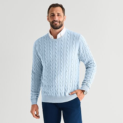 St. John's Bay Cable Mens Crew Neck Long Sleeve Pullover Sweater, Xx-large, Blue