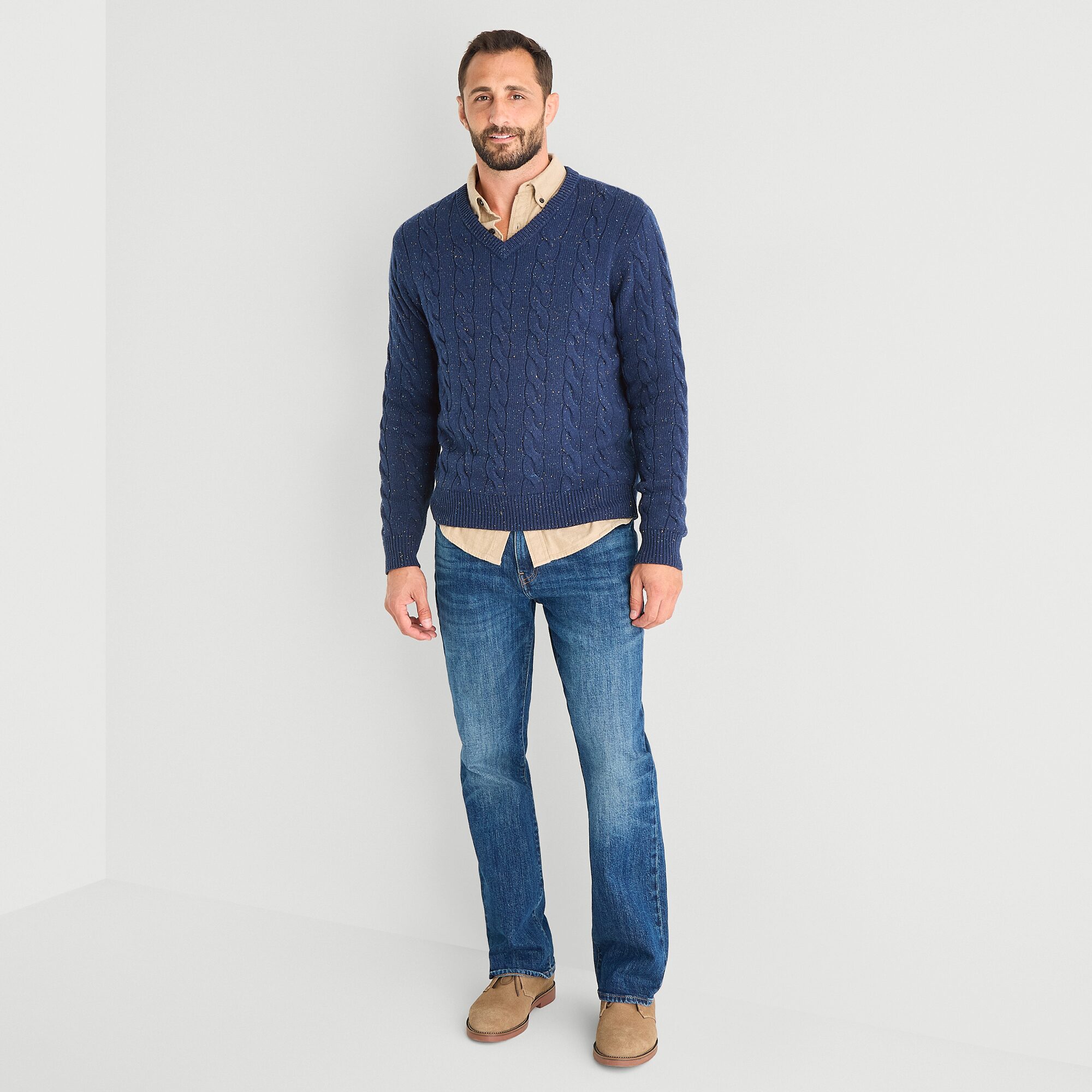 St. John's Bay Cable Mens V Neck Long Sleeve Pullover Sweater