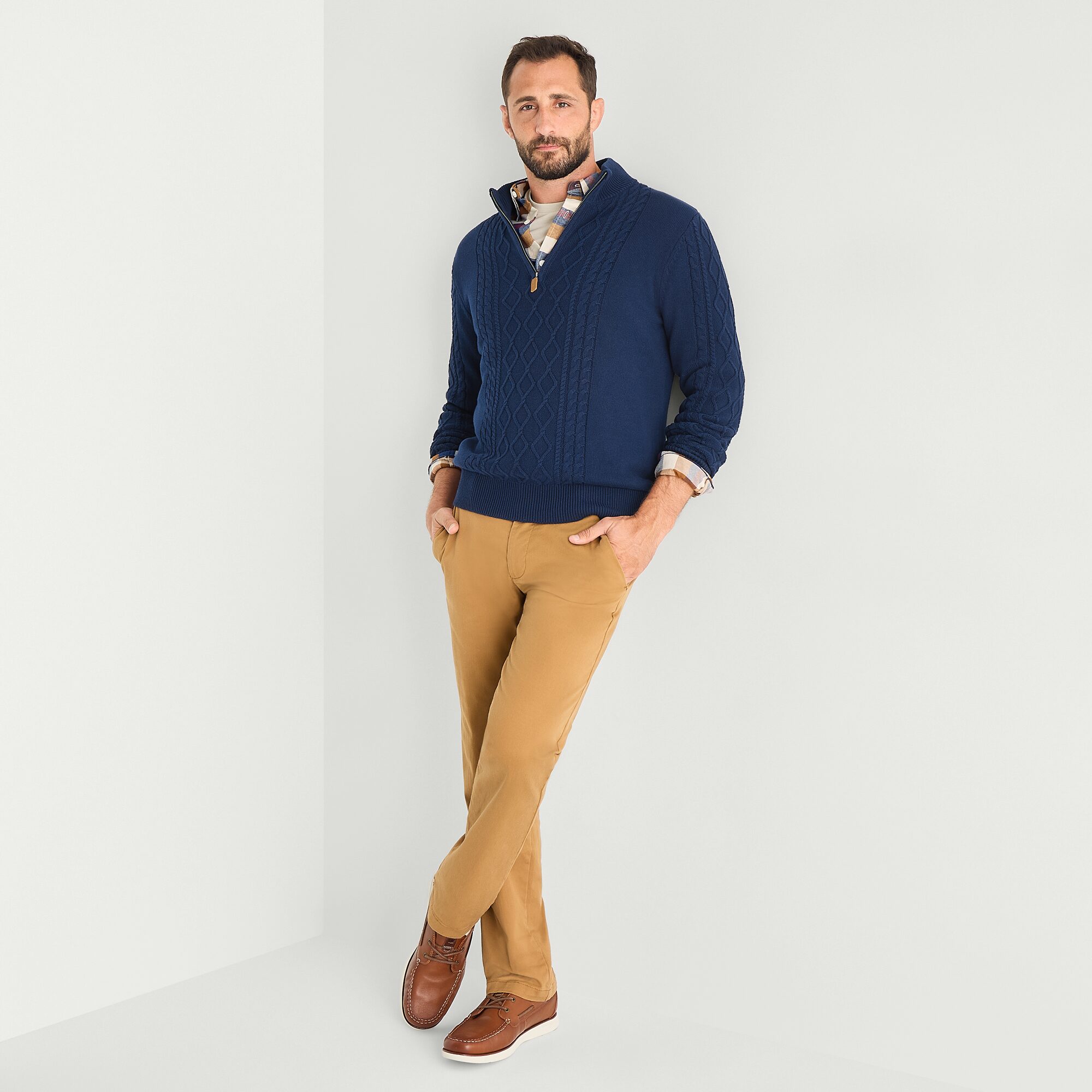 St. John's Bay Cable Mens Mock Neck Long Sleeve Pullover Sweater