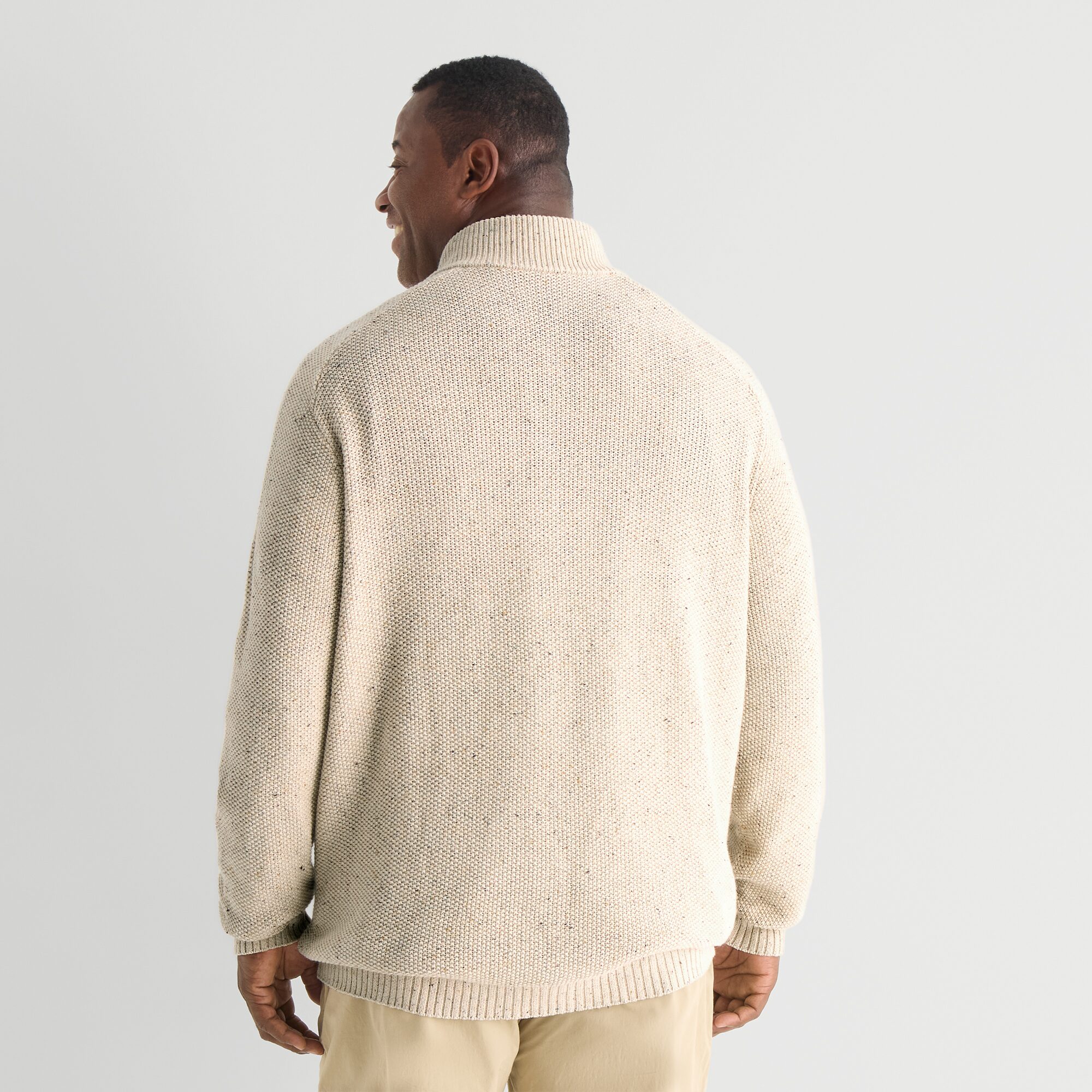St. John's Bay Mens Mock Neck Long Sleeve Zipper Big and Tall Cardigan