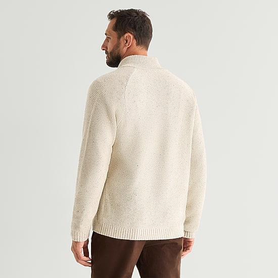 St. John's Bay Cable Mens Mock Neck Long Sleeve Zipper Cable Knit Cardigan
