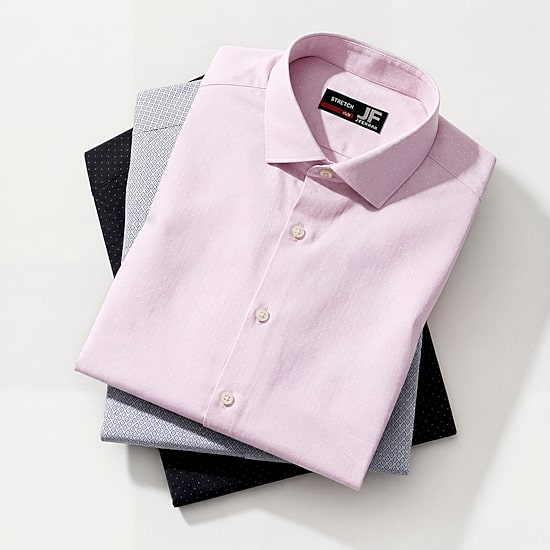 J. Ferrar Ultra Comfort Mens Slim Fit Stretch Fabric Wrinkle Free Long Sleeve Dress Shirt