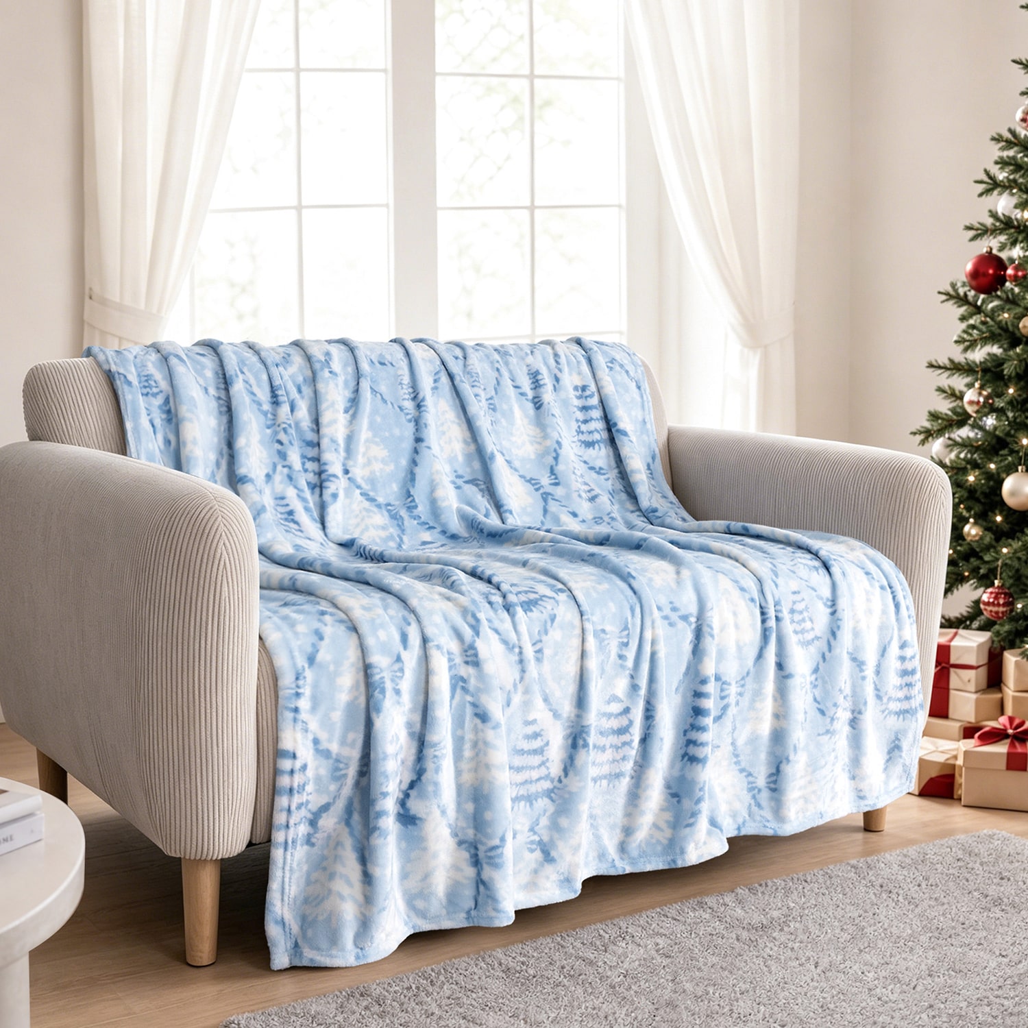 Awesome Home™ Holiday Glass Trees Plush Throw Midweight Throw