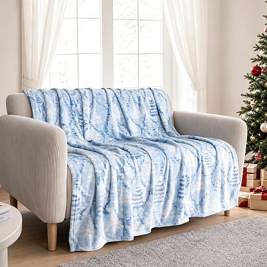 Awesome Home™ Holiday Glass Trees Plush Throw Midweight Throw
