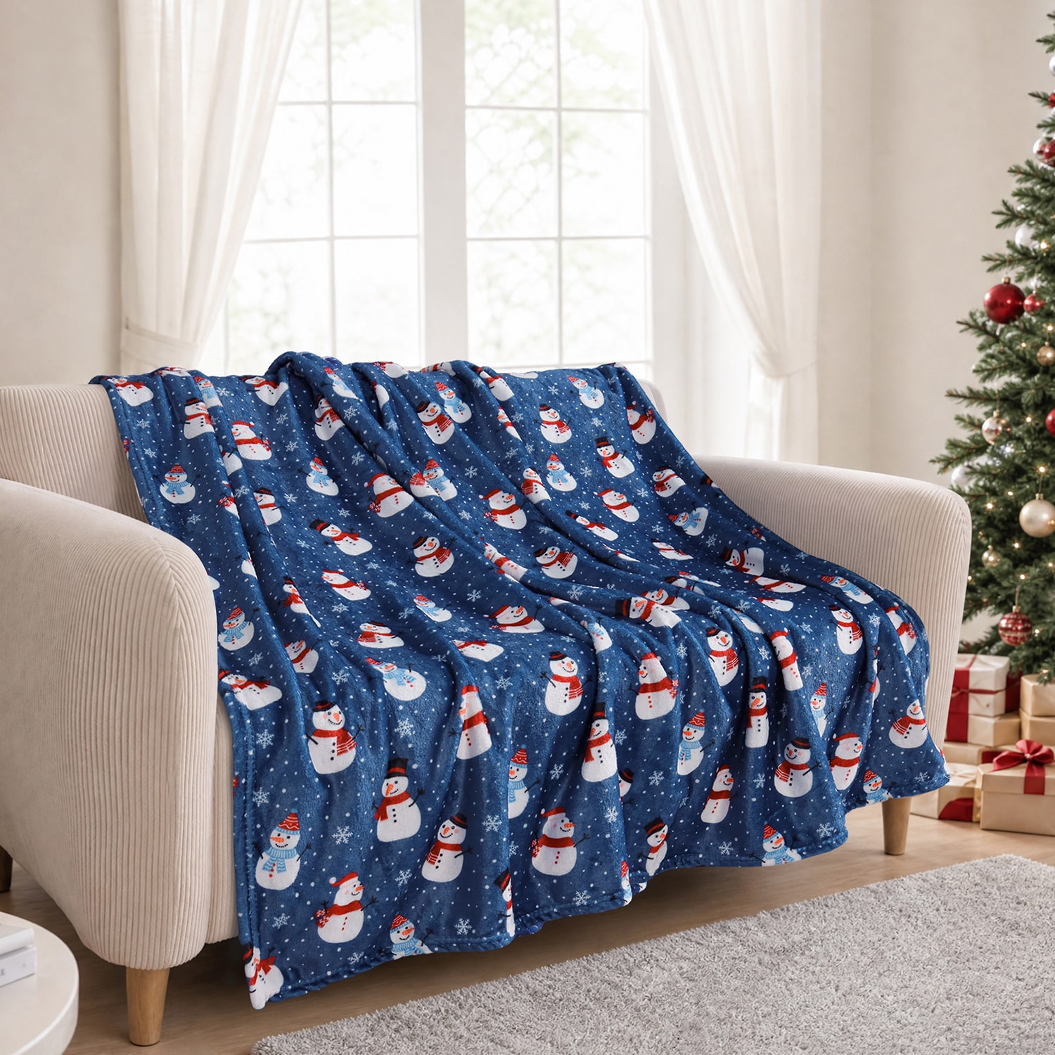 Awesome Home™ Holiday Snowman Plush Throw Midweight Throw