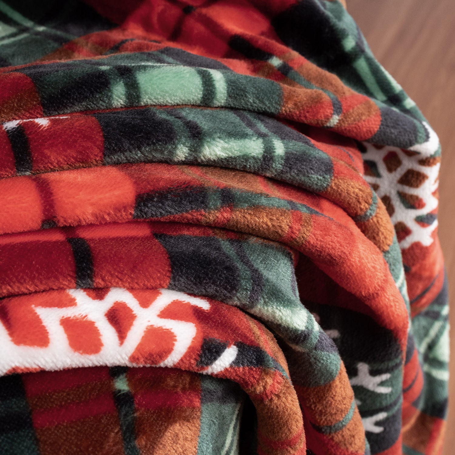 Awesome Home™ Holiday Plaid Snowflakes Plush Throw Midweight Throw