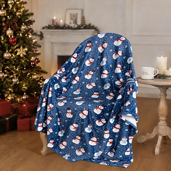 Awesome Home™ Holiday Snowman Plush Throw Midweight Throw