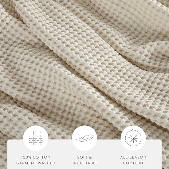 Casual Comfort Cotton Waffle Midweight Bed Blanket