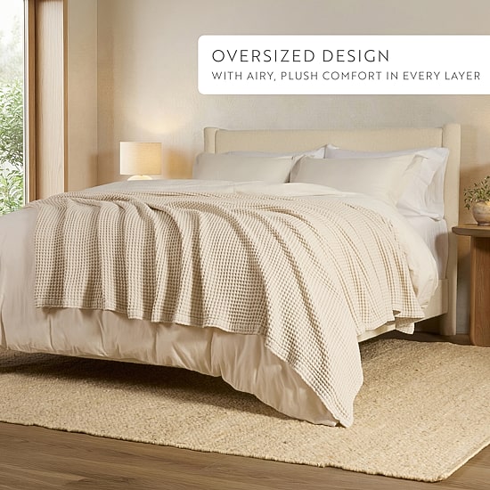 Casual Comfort Cotton Waffle Midweight Bed Blanket