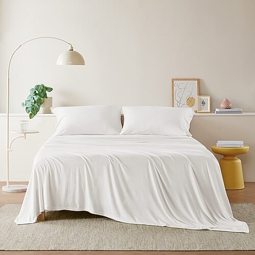 Intelligent Design Cotton Blend Jersey Knit Deep Pocket Sheet Set, One Size, White