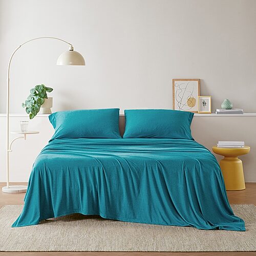 Intelligent Design Cotton Blend Jersey Knit Deep Pocket Sheet Set, One Size, Blue