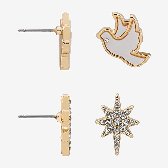 Bijoux Bar Womens Glass Star 2 Pair Earring Set