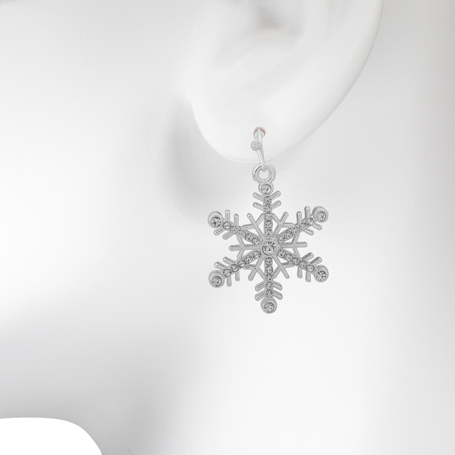 Bijoux Bar Womens Glass Snowflake Drop Earrings