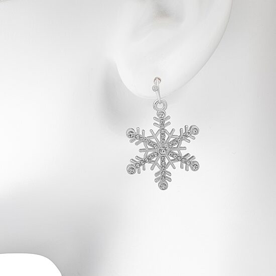 Bijoux Bar Womens Glass Snowflake Drop Earrings