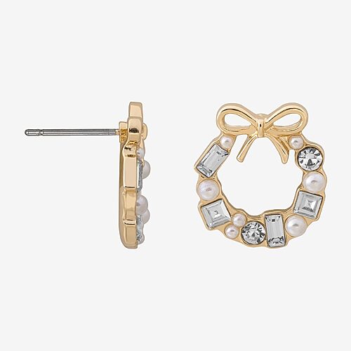 Bijoux Bar Glass 19.2mm Round Stud Earrings In Yellow