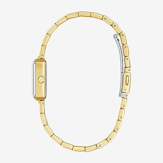 Caravelle Designed By Bulova Modern Car Womens Gold Tone Stainless Steel Bracelet Watch 44l276