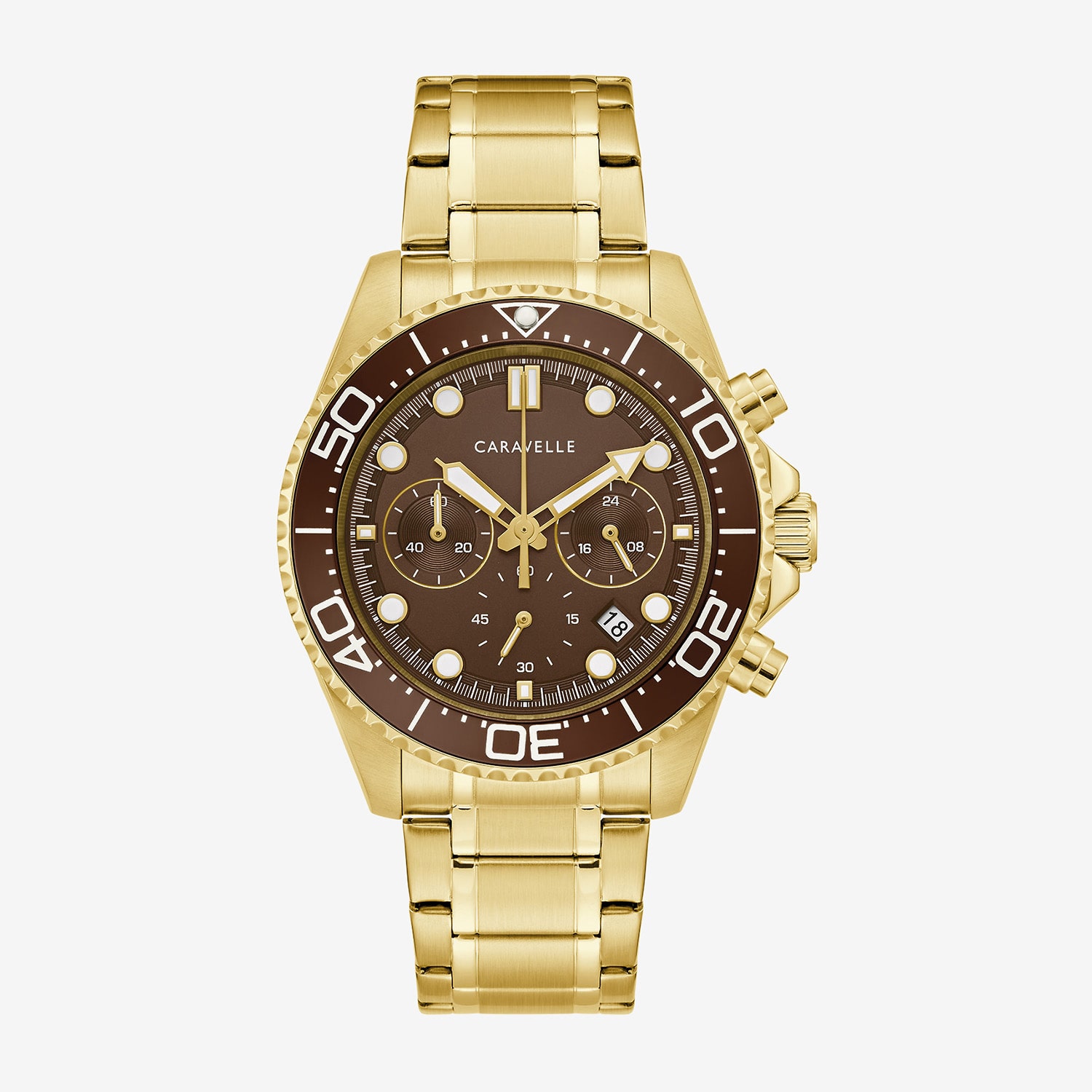Caravelle Designed By Bulova Aqualuxx Mens Chronograph Gold Tone Stainless Steel Bracelet Watch 44b136