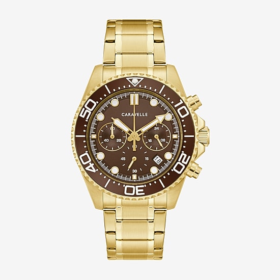 Caravelle Designed By Bulova Aqualuxx Mens Chronograph Gold Tone Stainless Steel Bracelet Watch 44b136