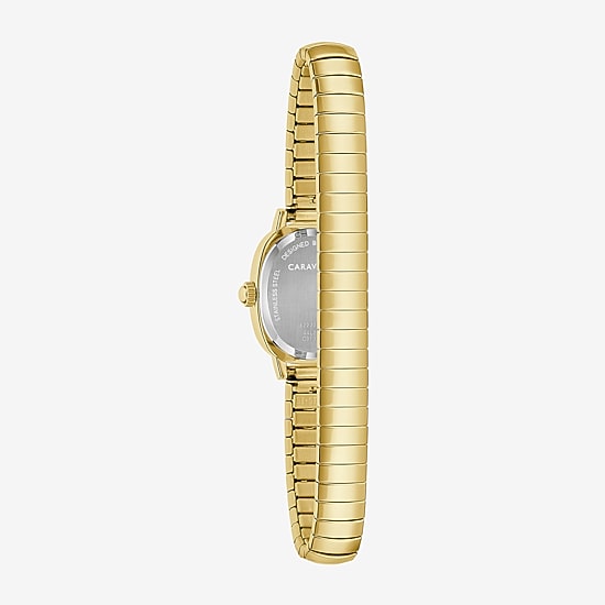 Caravelle Designed By Bulova Dress Womens Gold Tone Stainless Steel Expansion Watch 44l274