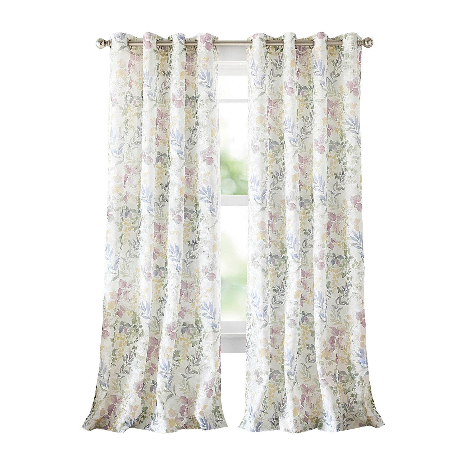 Martha Stewart Jardin Grommet Top Sheer Single Curtain Panel