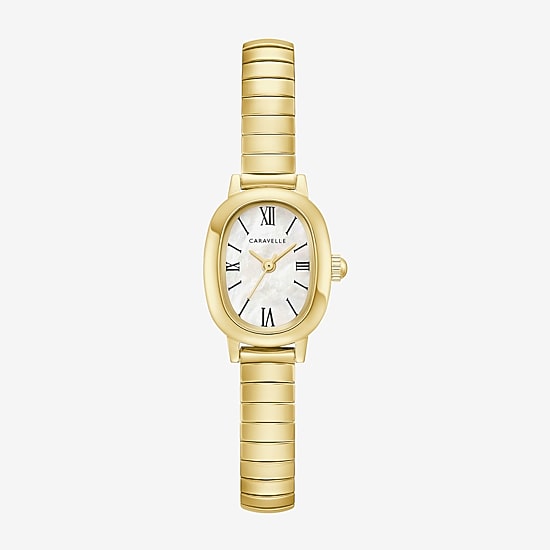 Caravelle Designed By Bulova Dress Womens Gold Tone Stainless Steel Expansion Watch 44l274
