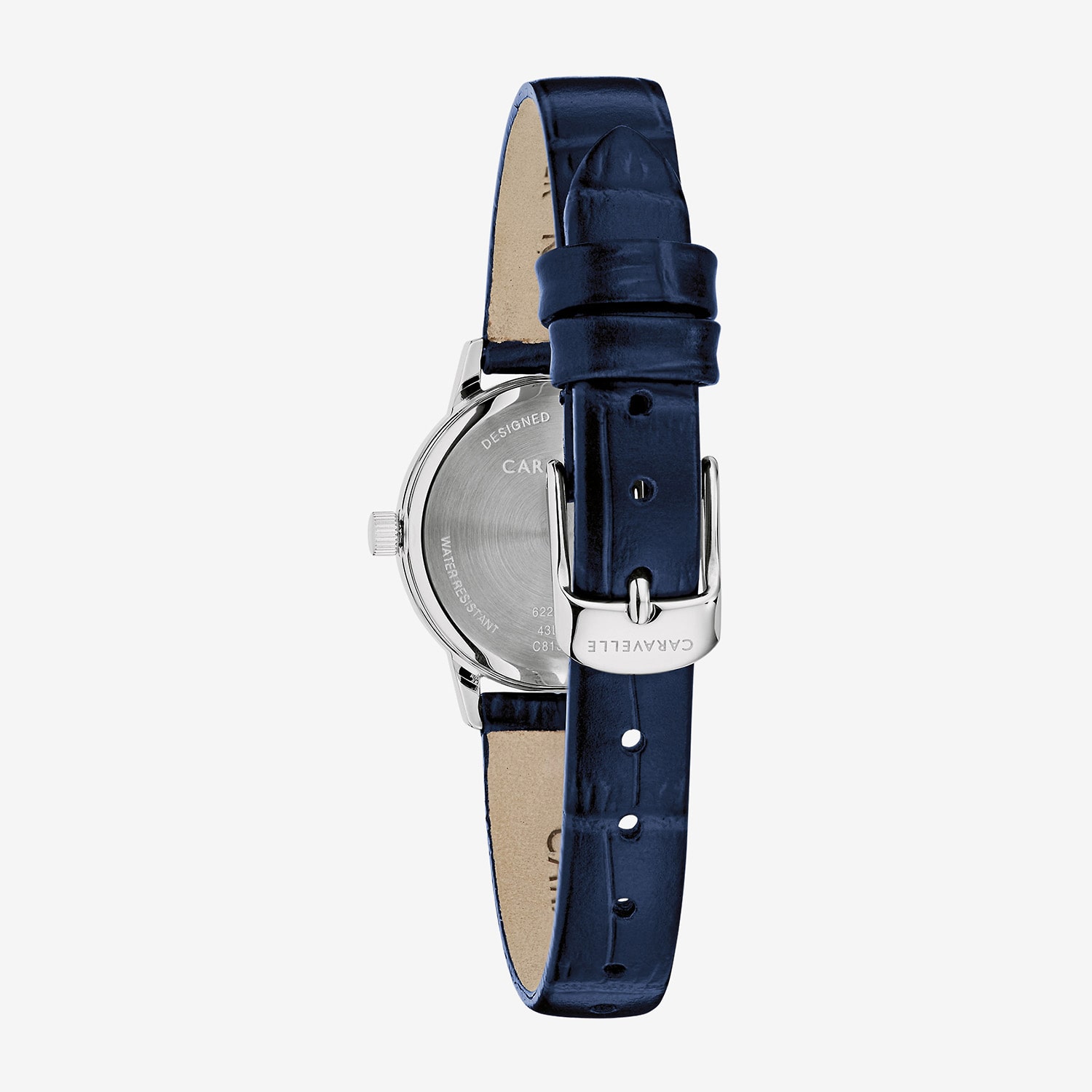 Caravelle Designed By Bulova Dress Womens Blue Leather Strap Watch 43l229
