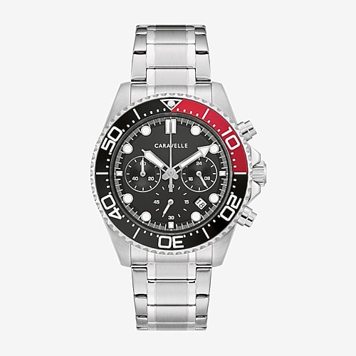 Caravelle Designed By Bulova Aqualuxx Mens Chronograph Silver Tone Stainless Steel Bracelet Watch 43b182 In White
