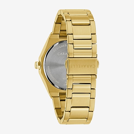 Caravelle Designed By Bulova Dress Mens Gold Tone Stainless Steel Bracelet Watch 44b134
