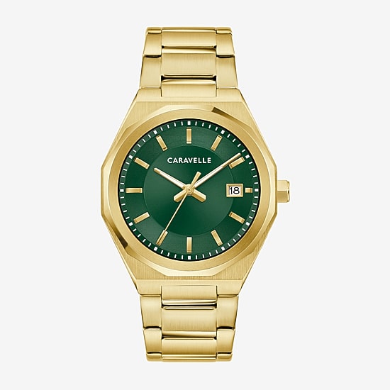 Caravelle Designed By Bulova Dress Mens Gold Tone Stainless Steel Bracelet Watch 44b134