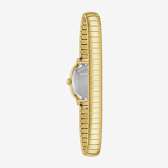 Caravelle Designed By Bulova Dress Womens Gold Tone Stainless Steel Expansion Watch 44l275