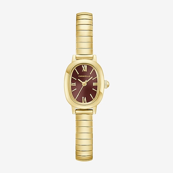 Caravelle Designed By Bulova Dress Womens Gold Tone Stainless Steel Expansion Watch 44l275