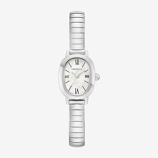 Caravelle Designed By Bulova Dress Womens Silver Tone Stainless Steel Expansion Watch 43l230
