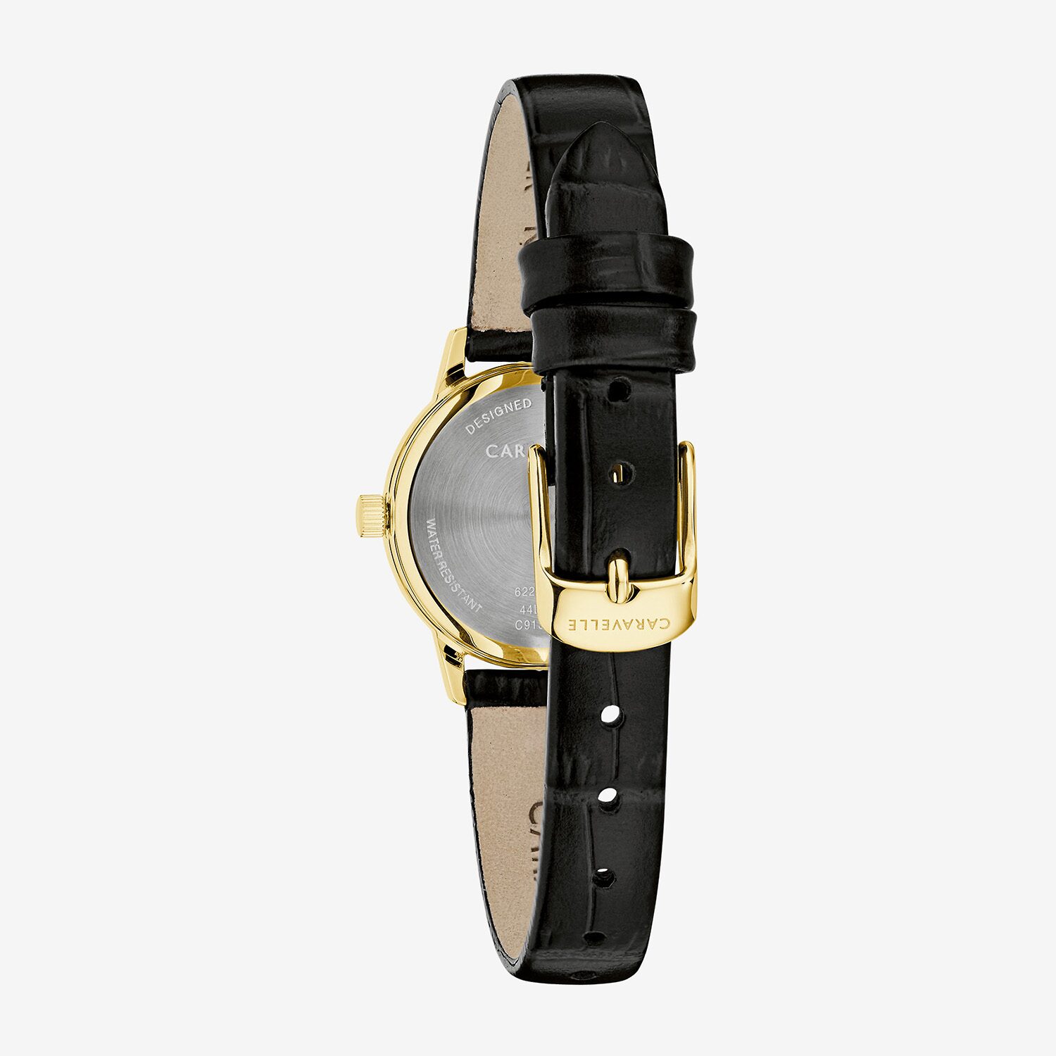 Caravelle Designed By Bulova Dress Womens Black Leather Strap Watch 44l272