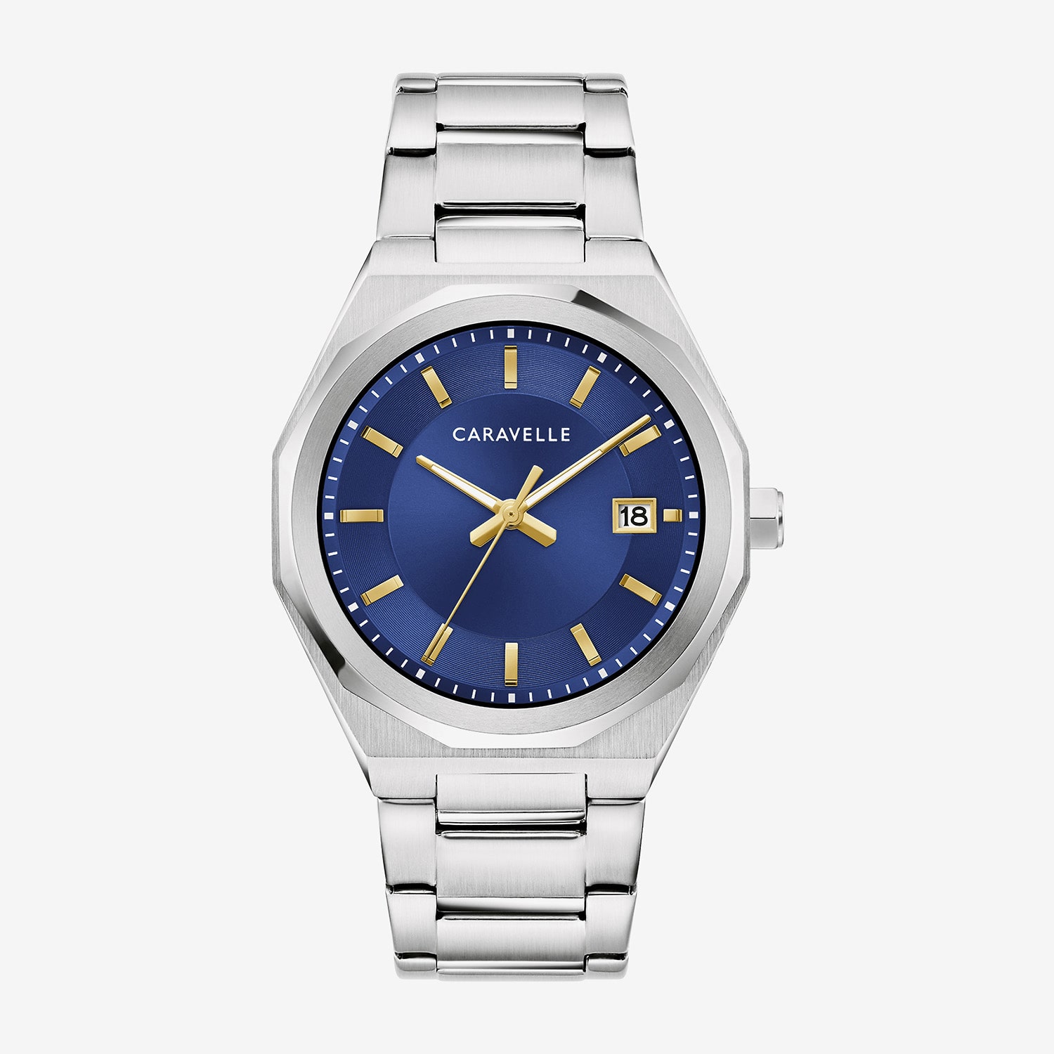 Caravelle Designed By Bulova Dress Mens Silver Tone Stainless Steel Bracelet Watch 43b181