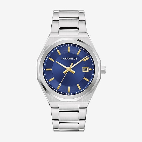 Caravelle Designed By Bulova Dress Mens Silver Tone Stainless Steel Bracelet Watch 43b181