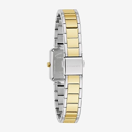 Caravelle Designed By Bulova Modern Car Womens Two Tone Stainless Steel Bracelet Watch 45l193