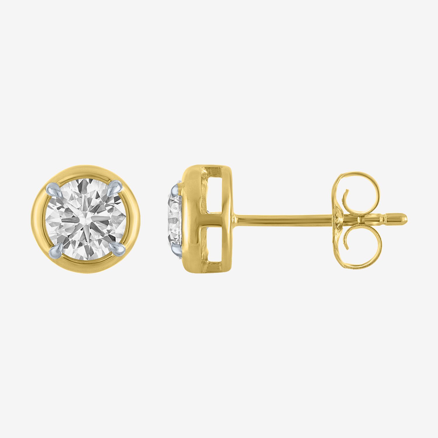 (E-F/Vs1-Vs2) 1 CT. T.W. Lab Grown White Diamond 10K Gold 6.8mm Round Stud Earrings