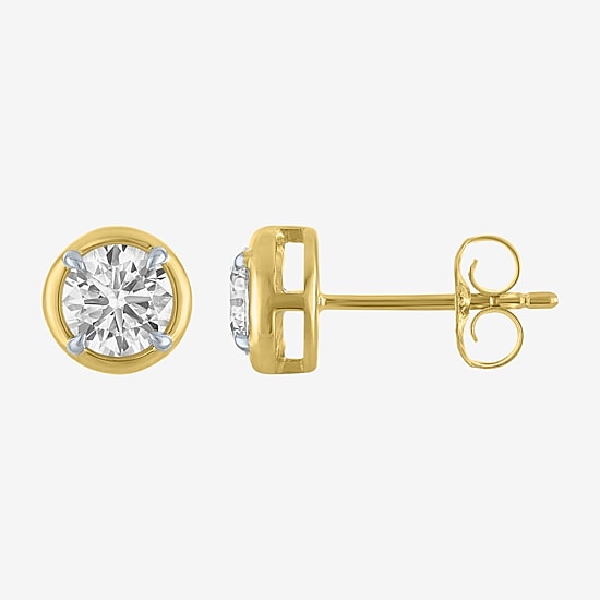 (E-F/Vs1-Vs2) 1 CT. T.W. Lab Grown White Diamond 10K Gold 6.8mm Round Stud Earrings