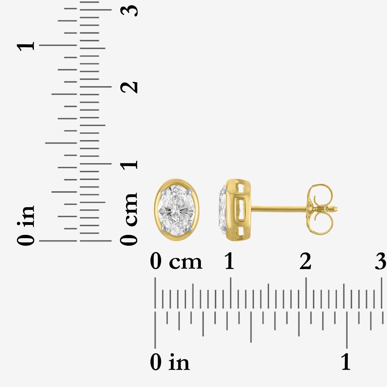 (E-F/Vs1-Vs2) 1 CT. T.W. Lab Grown White Diamond 10K Gold 8mm Oval Stud Earrings
