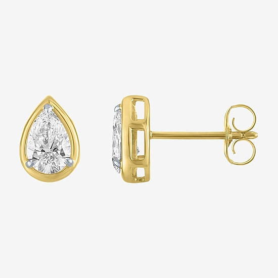 (E-F/Vs1-Vs2) 1 CT. T.W. Lab Grown White Diamond 10K Gold 8mm Pear Stud Earrings