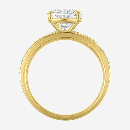 Bridal Addiction (E-F / Vs1-Vs2) Womens 3 1/2 CT. T.W Lab Grown White Diamond 10K Gold Oval Side Stone Engagement Ring
