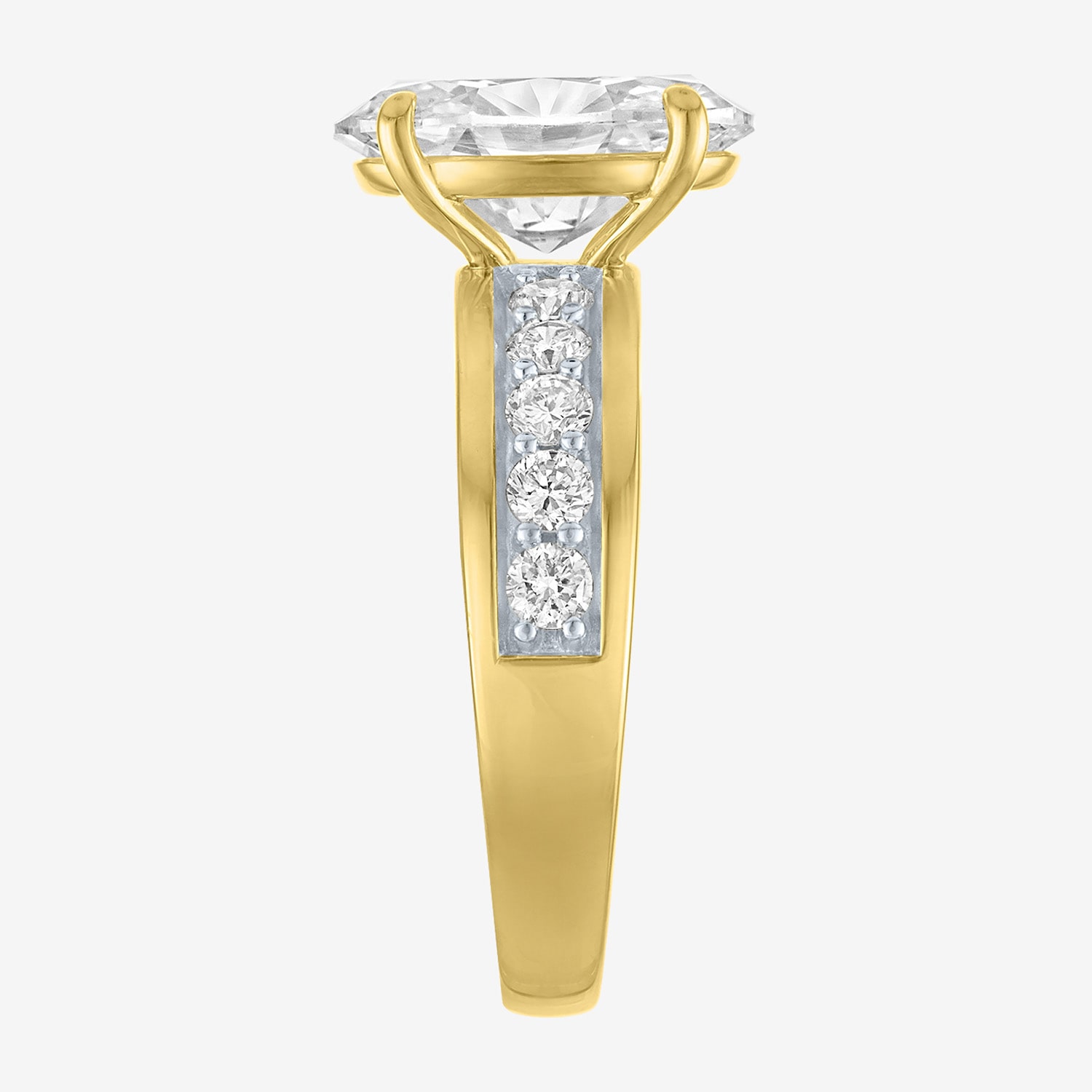 Bridal Addiction (E-F / Vs1-Vs2) Womens 3 1/2 CT. T.W Lab Grown White Diamond 10K Gold Oval Side Stone Engagement Ring