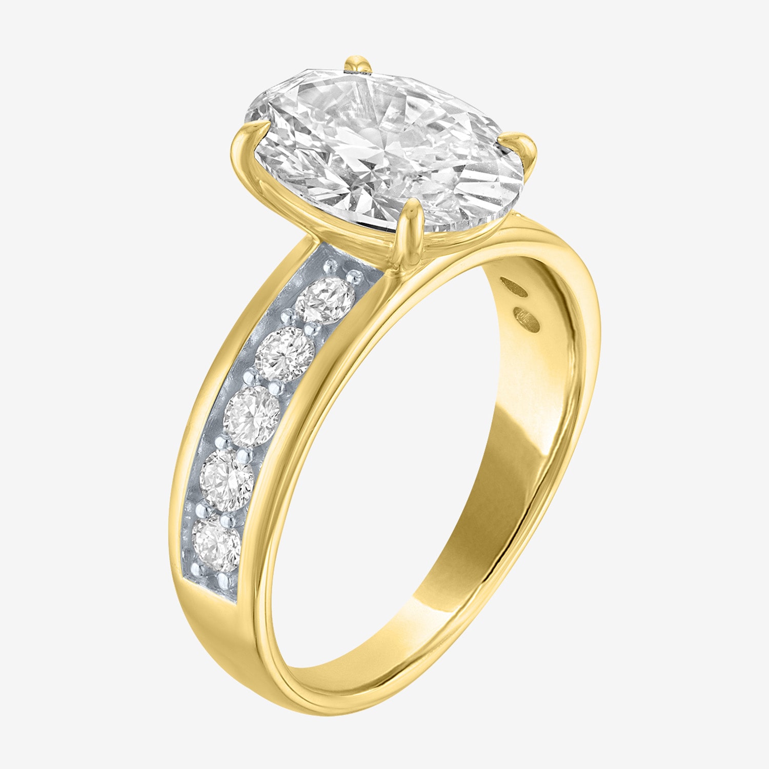 Bridal Addiction (E-F / Vs1-Vs2) Womens 3 1/2 CT. T.W Lab Grown White Diamond 10K Gold Oval Side Stone Engagement Ring