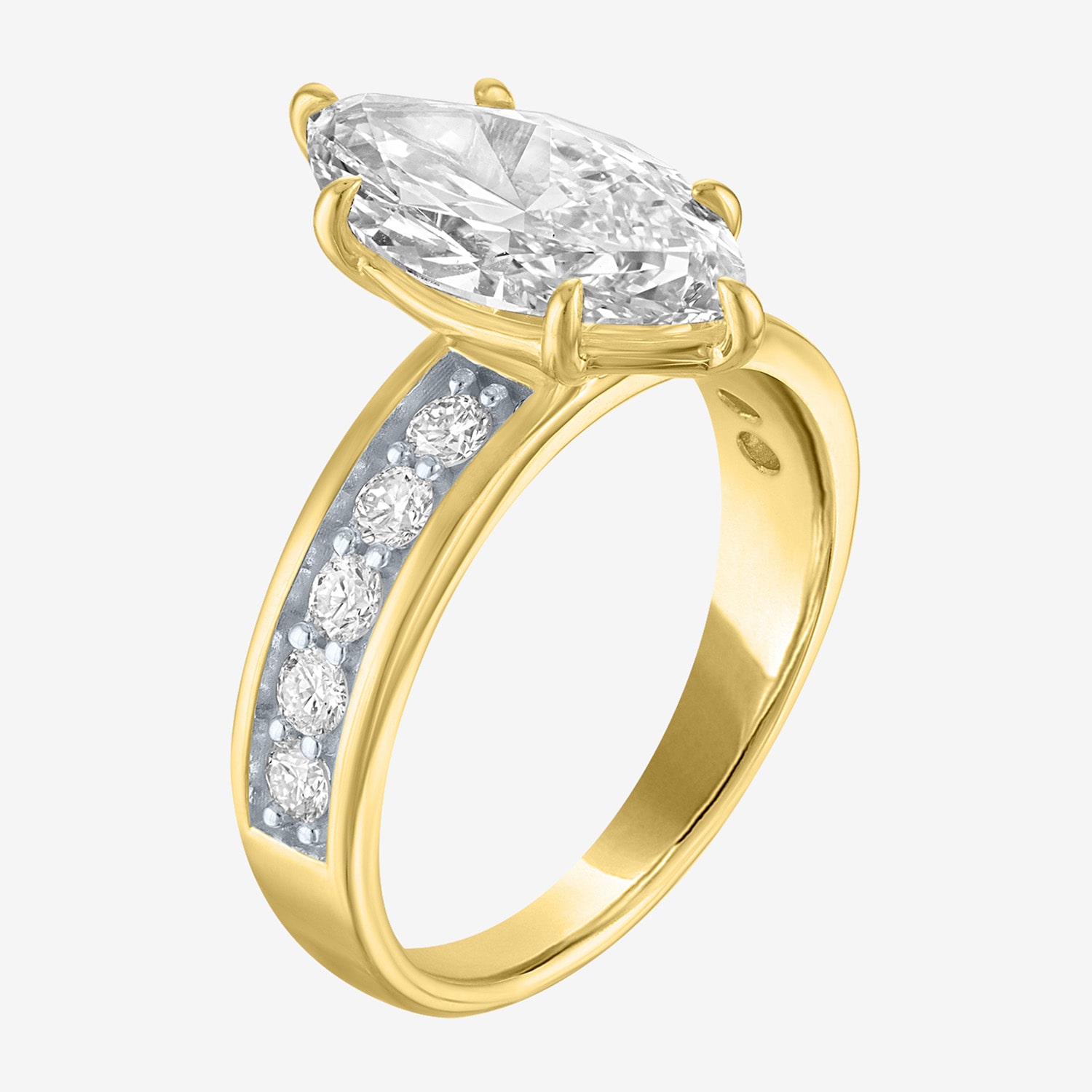 Bridal Addiction (E-F / Vs1-Vs2) Womens 3 1/2 CT. T.W Lab Grown White Diamond 10K Gold Marquise Side Stone Engagement Ring