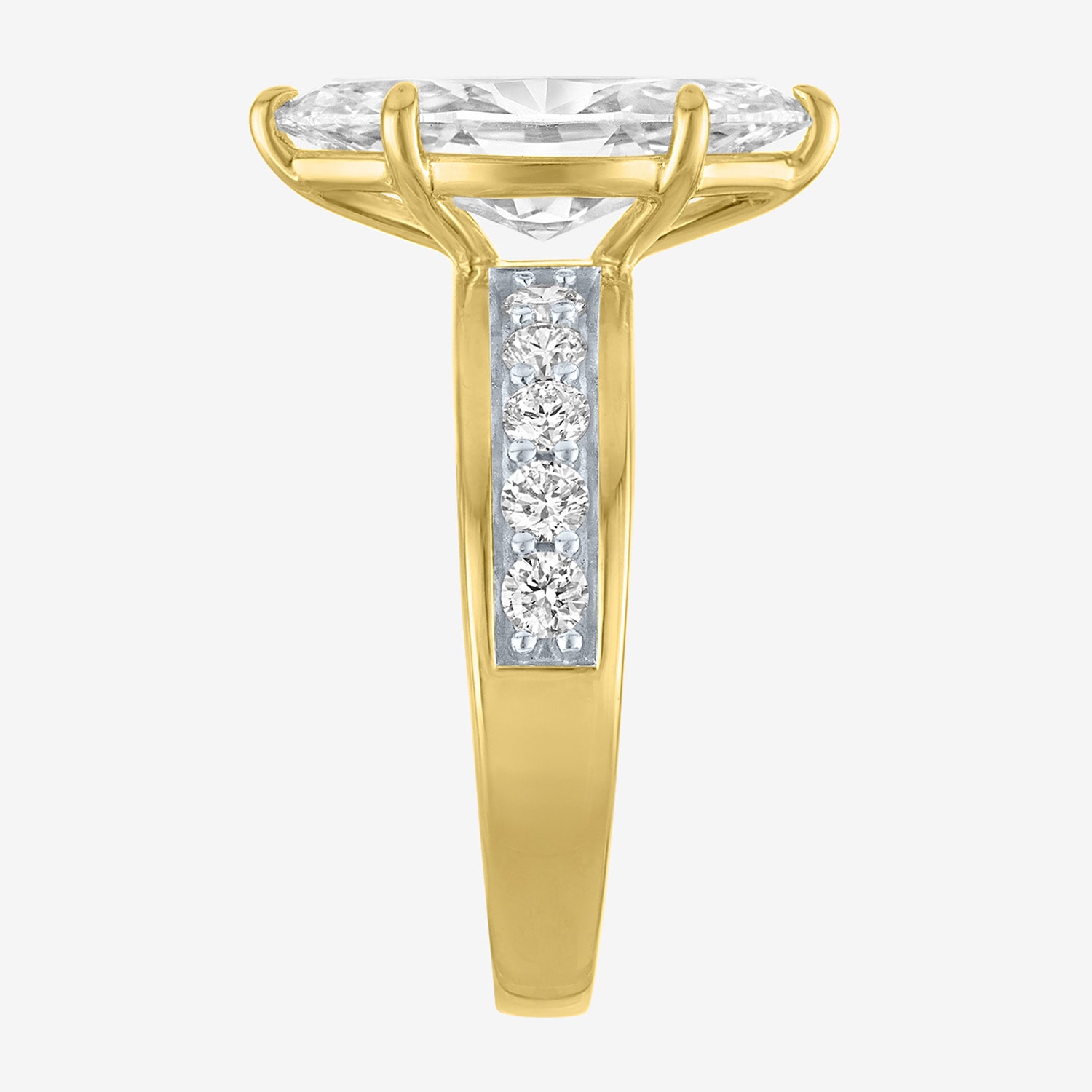 Bridal Addiction (E-F / Vs1-Vs2) Womens 3 1/2 CT. T.W Lab Grown White Diamond 10K Gold Marquise Side Stone Engagement Ring