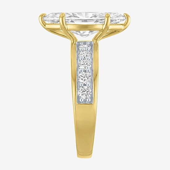 Bridal Addiction (E-F / Vs1-Vs2) Womens 3 1/2 CT. T.W Lab Grown White Diamond 10K Gold Marquise Side Stone Engagement Ring
