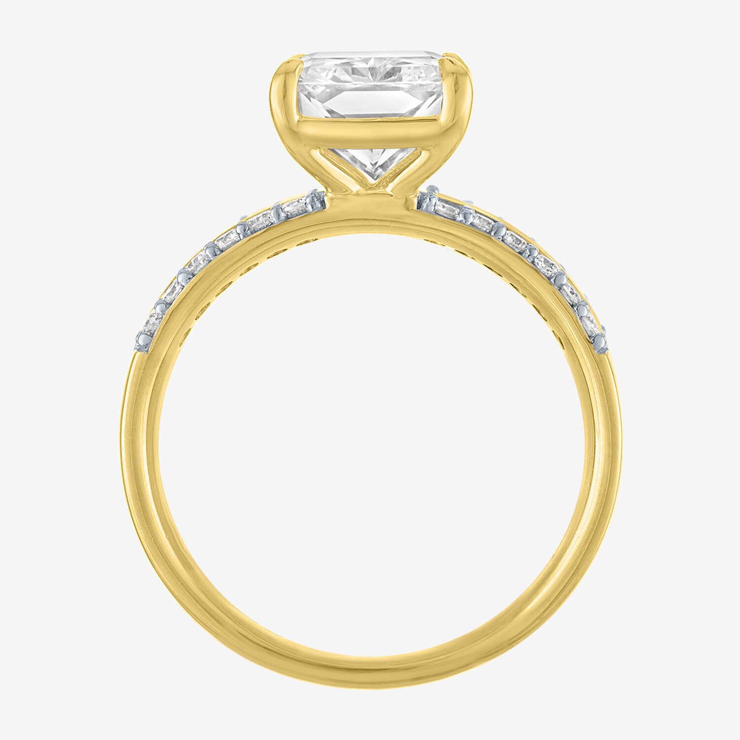 Bridal Addiction (E-F / Vs1-Vs2) Womens 4 /4 CT. T.W. Lab Grown White Diamond 14K Gold Rectangular Side Stone Engagement Ring