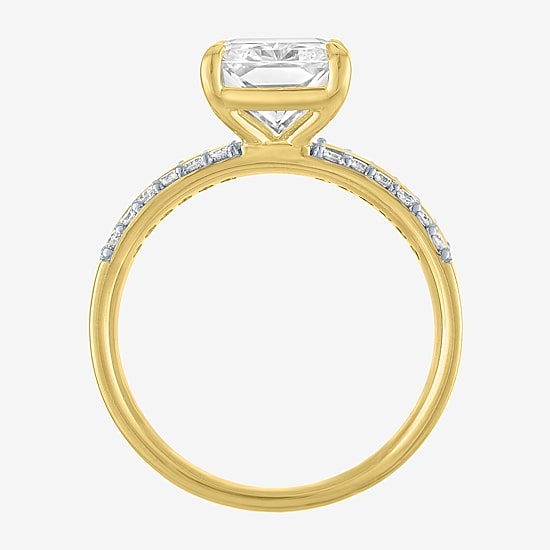 Bridal Addiction (E-F / Vs1-Vs2) Womens 4 1/4 CT. T.W. Lab Grown White Diamond 14K Gold Rectangular Side Stone Engagement Ring