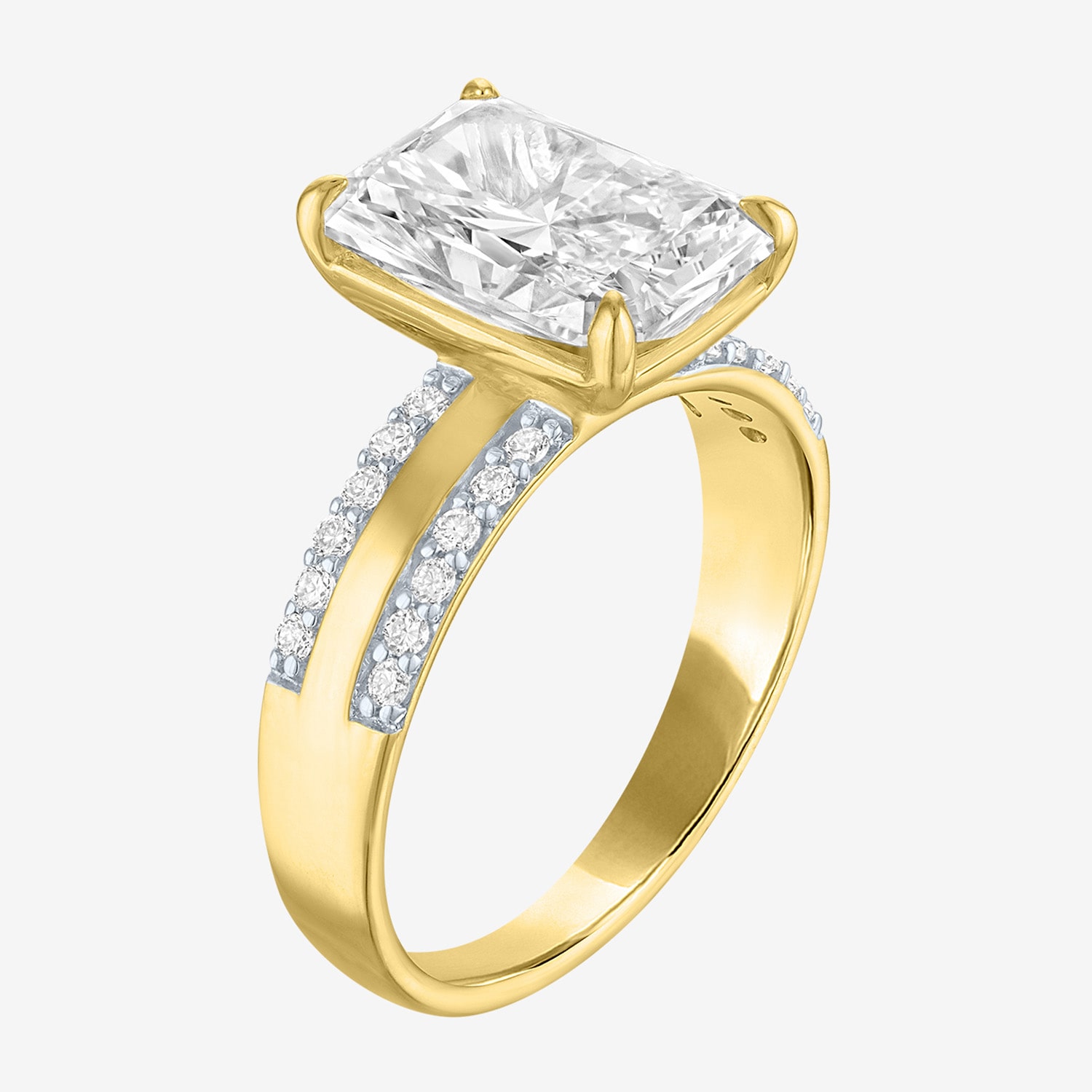 Bridal Addiction (E-F / Vs1-Vs2) Womens 4 /4 CT. T.W. Lab Grown White Diamond 14K Gold Rectangular Side Stone Engagement Ring