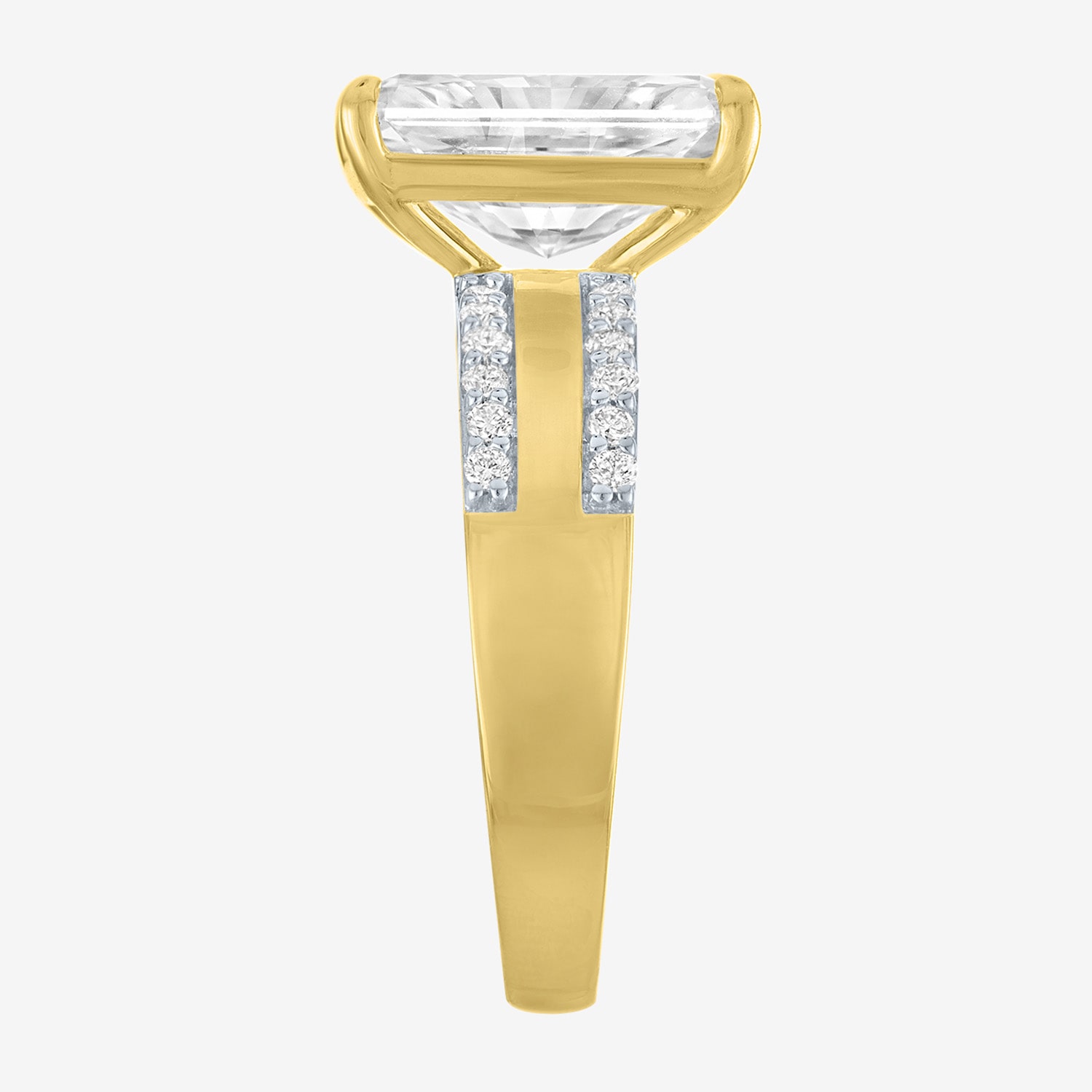 Bridal Addiction (E-F / Vs1-Vs2) Womens 4 /4 CT. T.W. Lab Grown White Diamond 14K Gold Rectangular Side Stone Engagement Ring